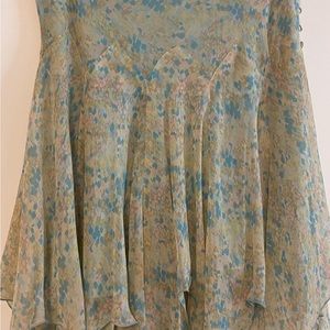 Catherine Matandrino silk chiffon skirt. S 8/10. Colors teal, pink, green blue